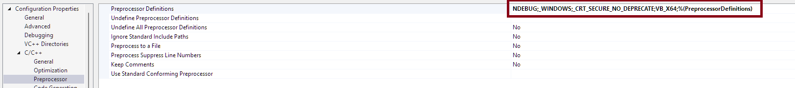 Preprocessor Definitions