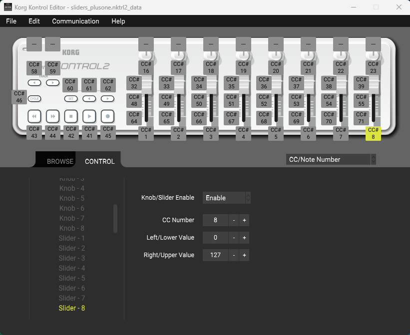 Image of Korg NanoKontrol2 Software